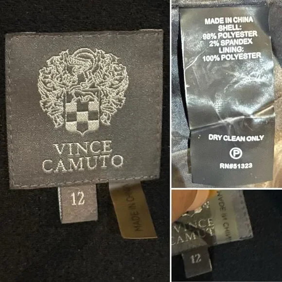 Vince Camuto Black Blazer Women Size 12 One Button Lined Career Jacket - Picture 10 of 16